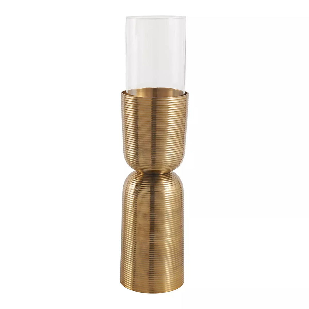 Comete Striped Candle Holder - Brass