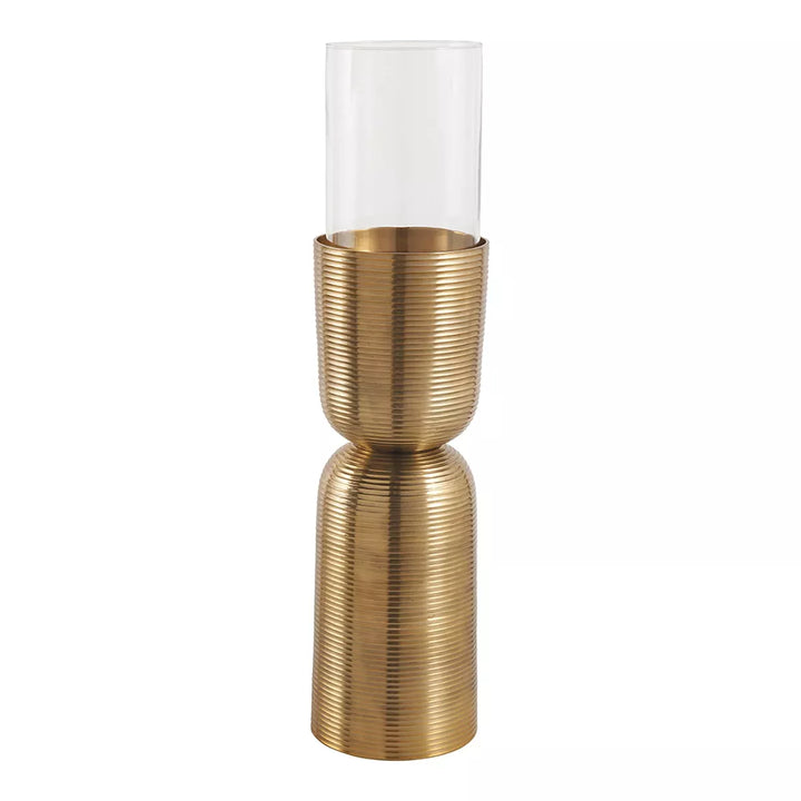Comete Striped Candle Holder - Brass