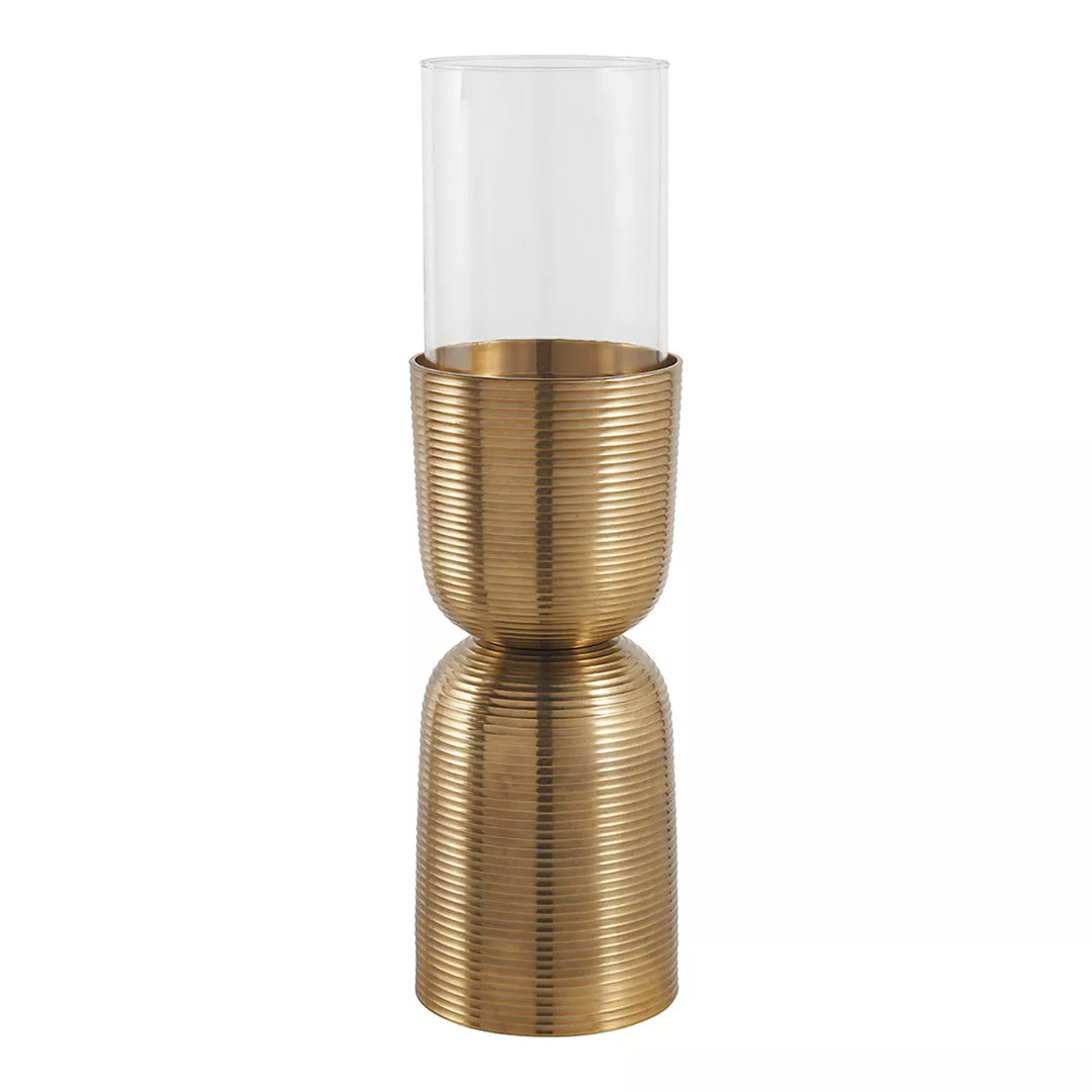 Comete Striped Candle Holder - Brass