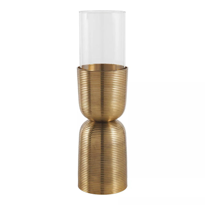 Comete Striped Candle Holder - Brass