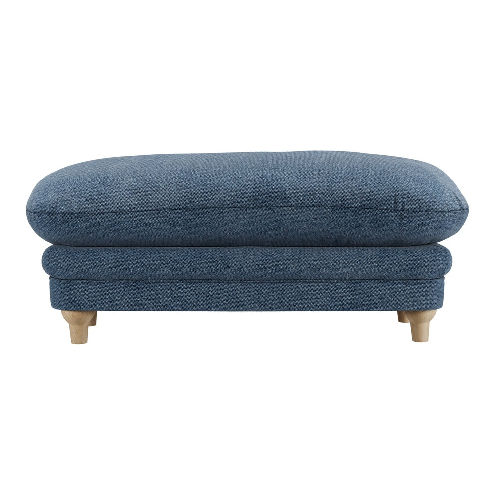 O&Co Pippa Footstool in Denim Blue Weave