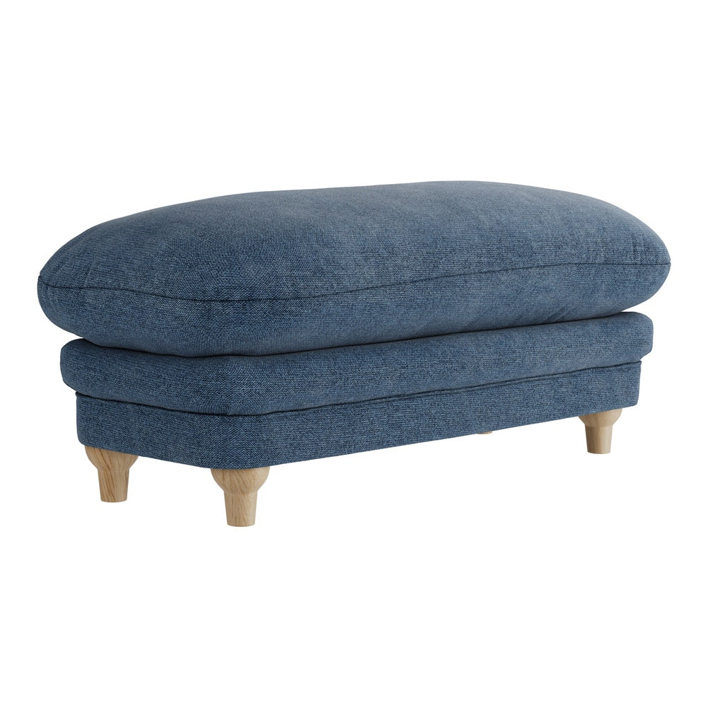 O&Co Pippa Footstool in Denim Blue Weave