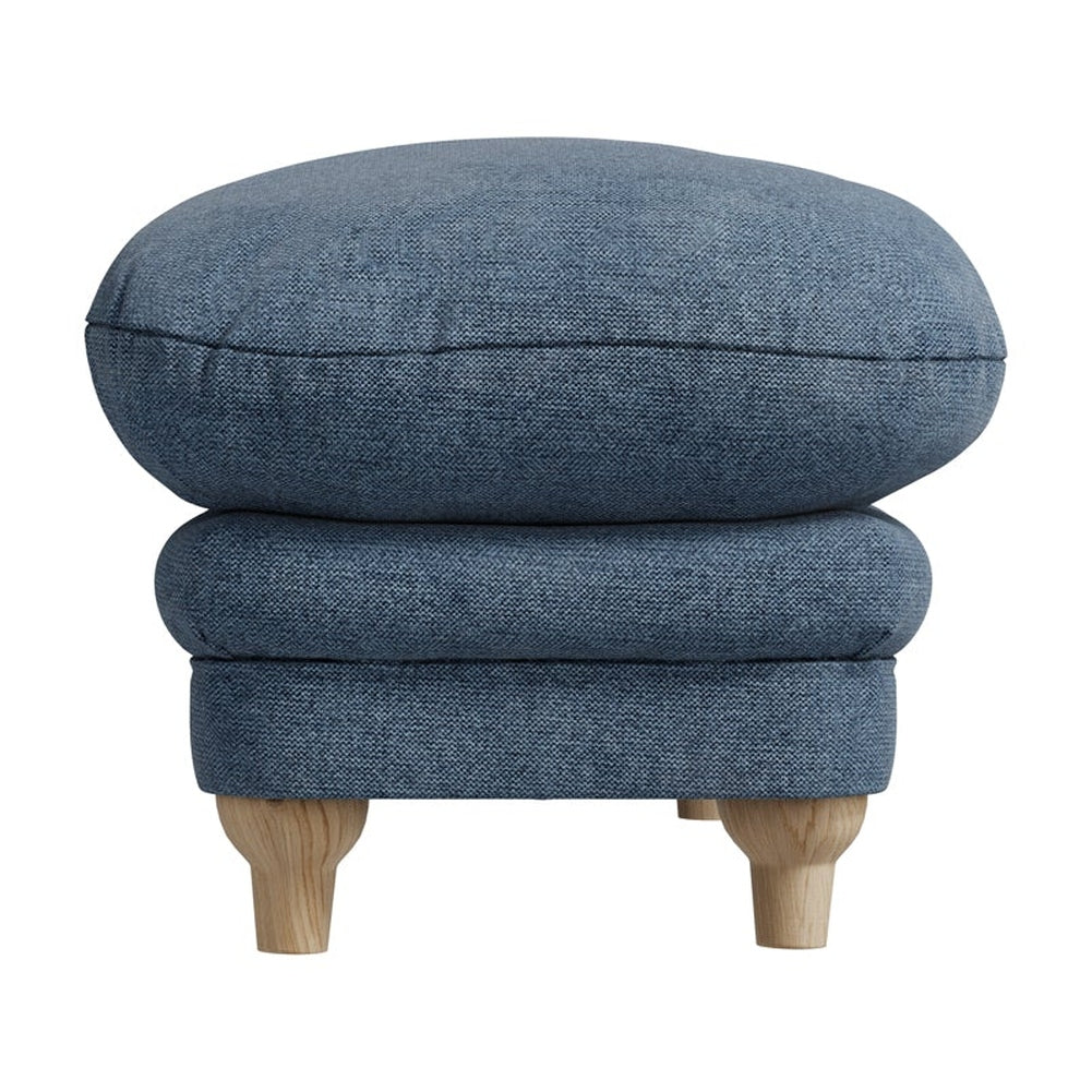 O&Co Pippa Footstool in Denim Blue Weave