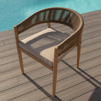 Maze Outdoor Porto Rope Weave 4 Seater Round Dining Set in Sandstone