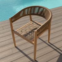 Maze Outdoor Porto Rope Weave 4 Seater Round Dining Set in Sandstone