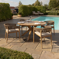 Maze Outdoor Porto Rope Weave 4 Seater Round Dining Set in Sandstone