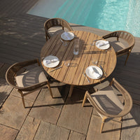 Maze Outdoor Porto Rope Weave 4 Seater Round Dining Set in Sandstone