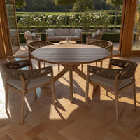 Maze Outdoor Porto Rope Weave 4 Seater Round Dining Set in Sandstone