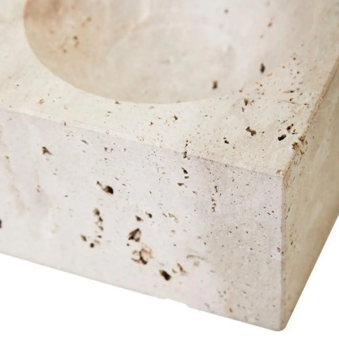 Tibor Square Decorative Bowl - Travertine