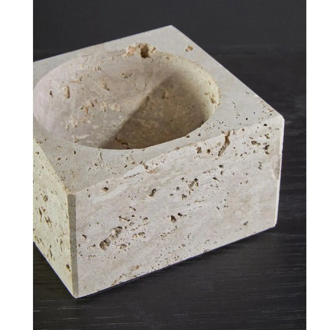 Tibor Square Decorative Bowl - Travertine