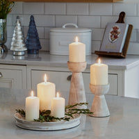 Ivyline Padstow Set of 2 White Wash Wooden Candle Holders