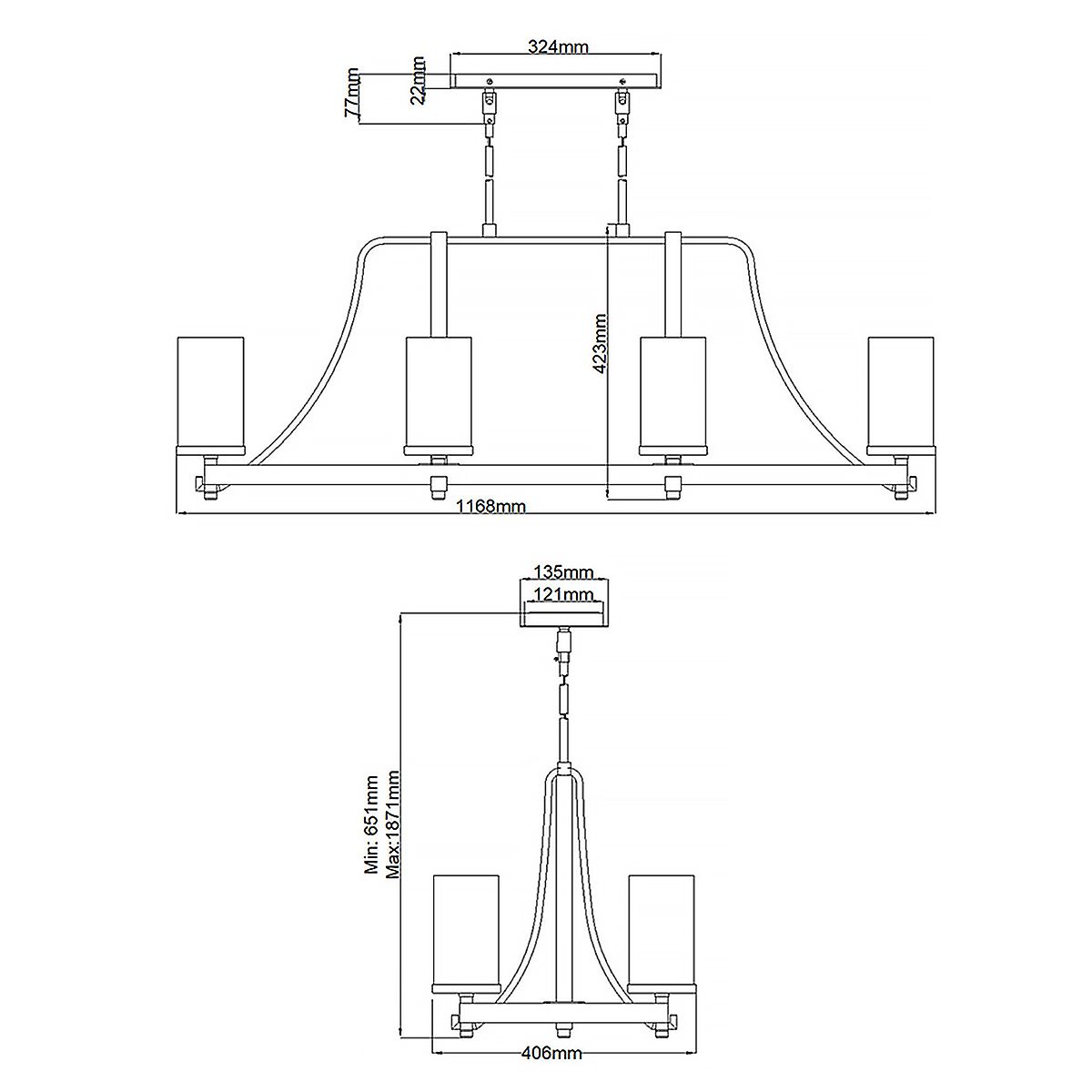 Quintiesse Angelo 8 Light Isle Chandelier