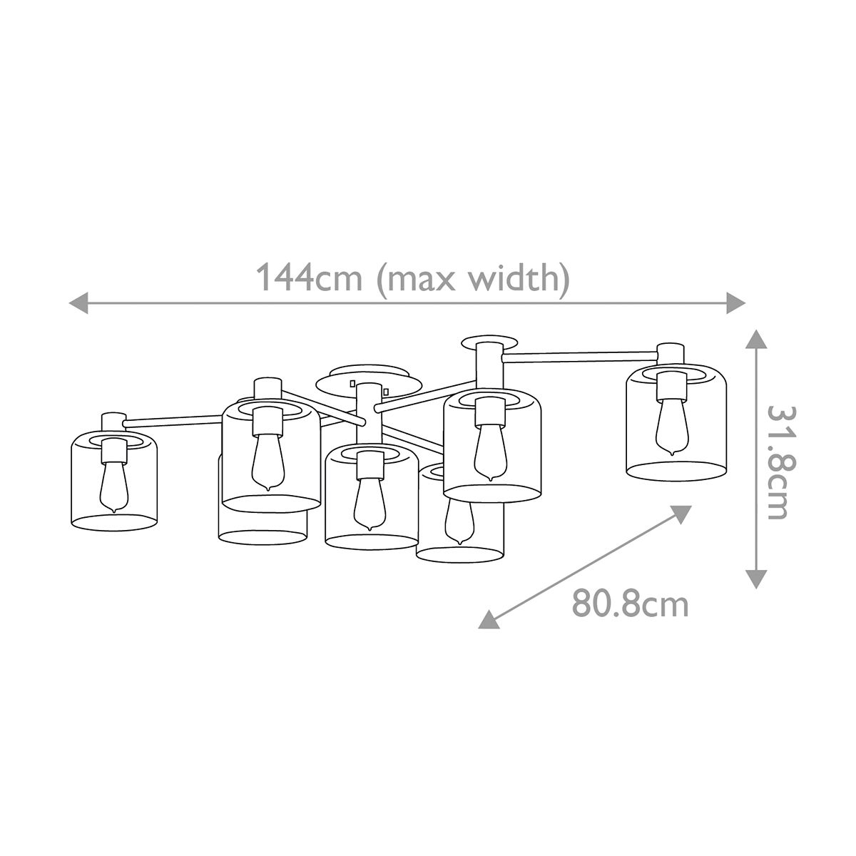 Quintiesse Axel 7 Light Semiflush Mount