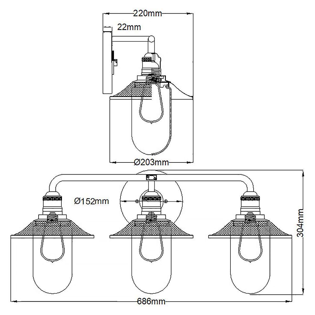 Quintiesse Rigby 3 Light Wall Light Antique Nickel