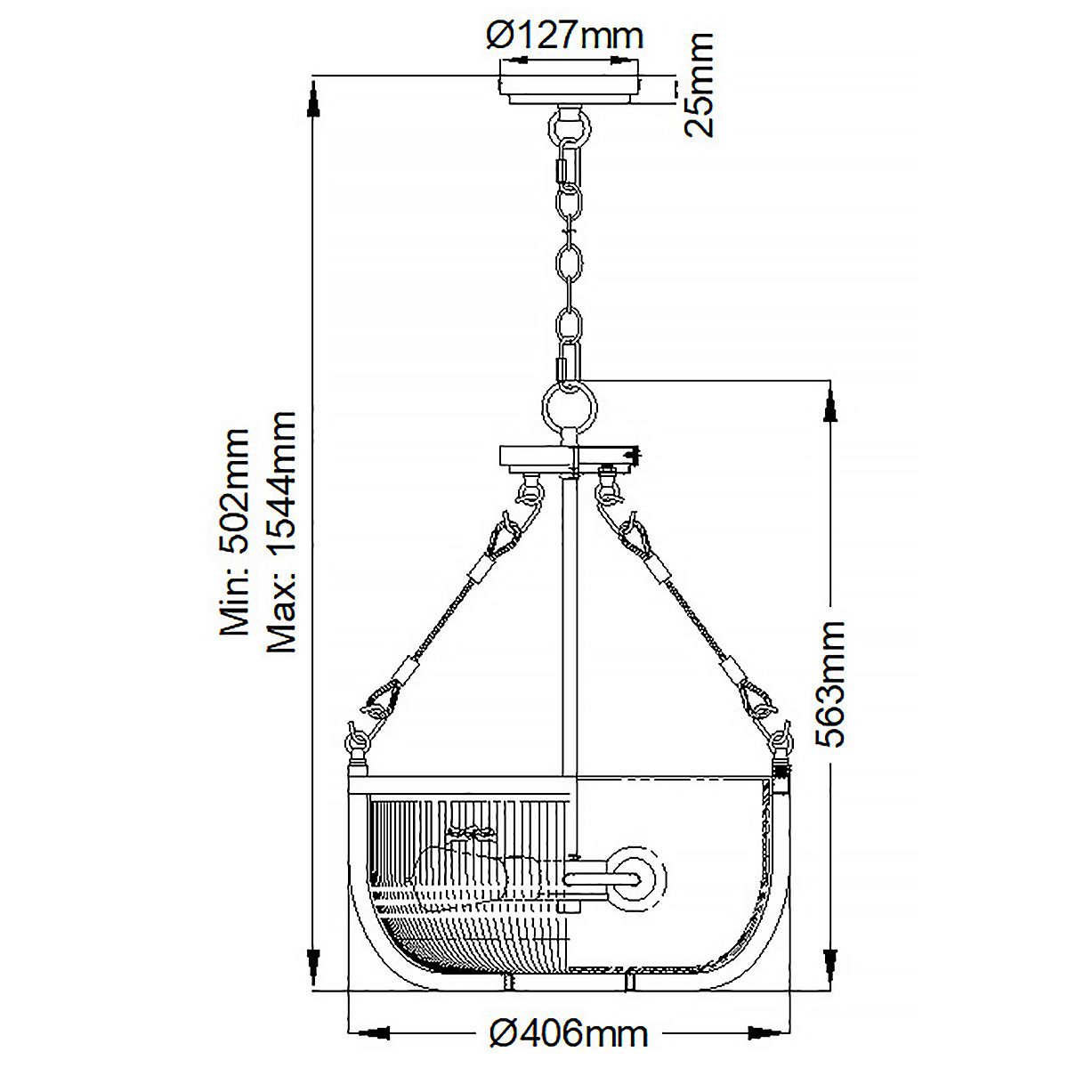 Quintiesse Roux 3 Light Pendant SemiFlush