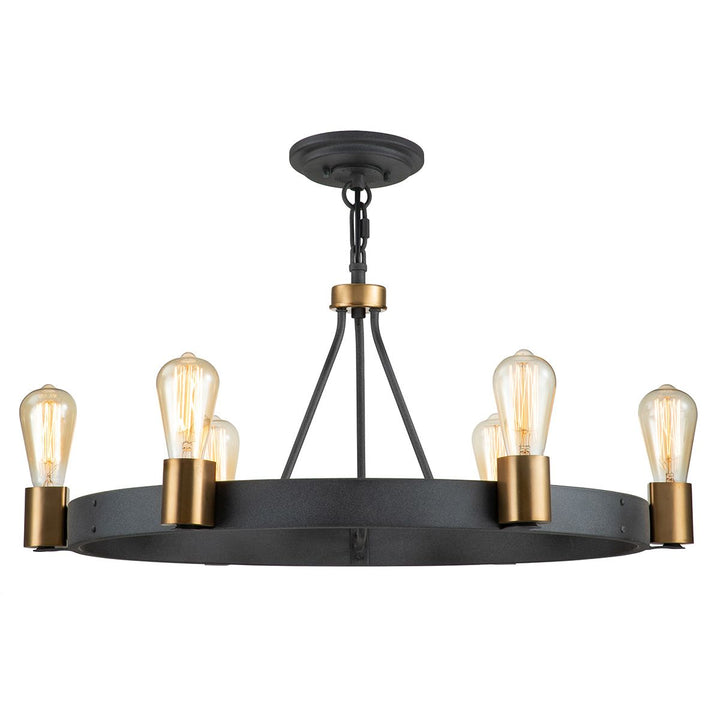Silas 6 Light Semi-Flush Pendant Light Elstead 6