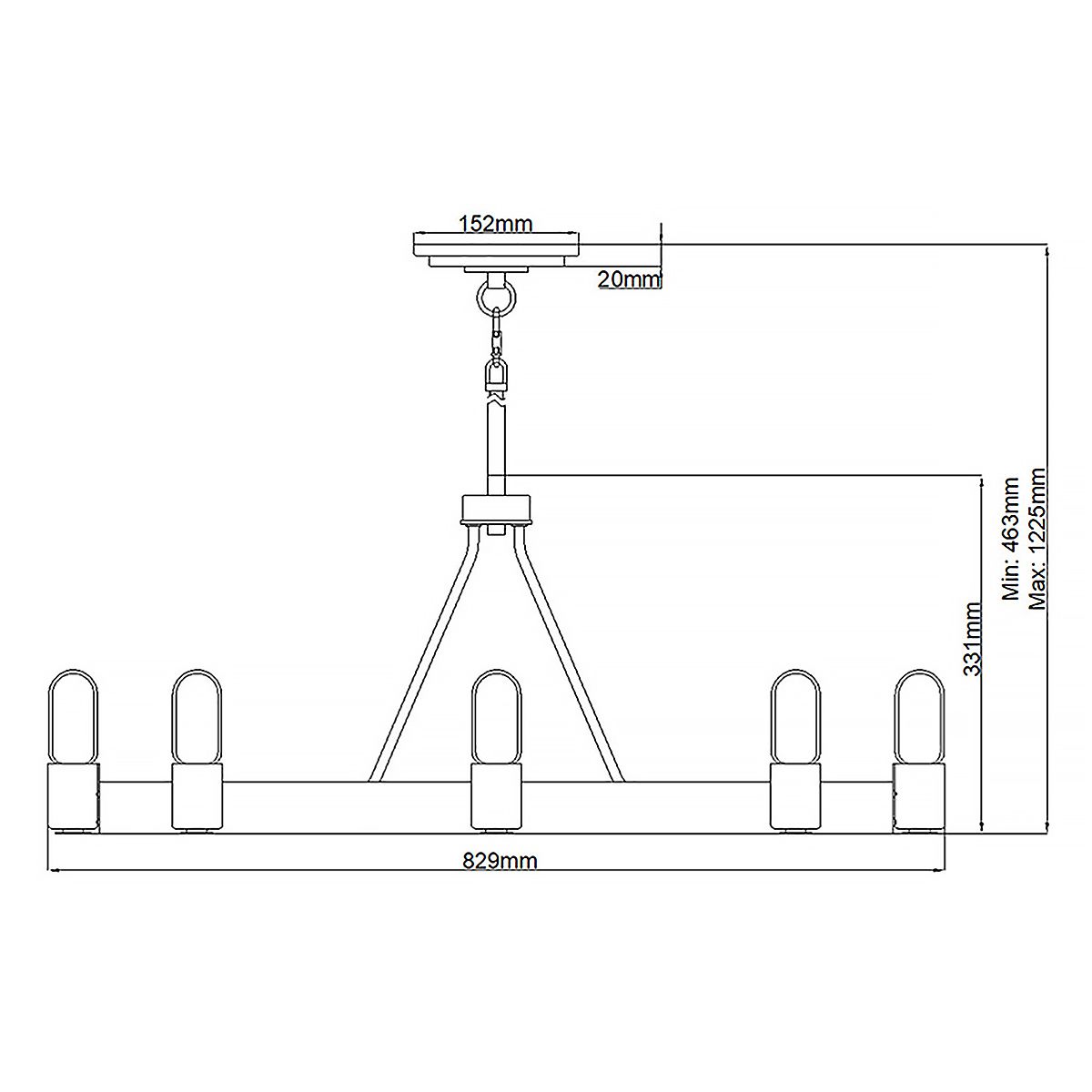 Quintiesse Silas 8 Light Pendant SemiFlush