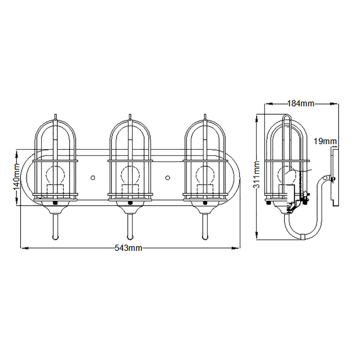 Quintiesse Urban Restoration 3 Light Wall Light