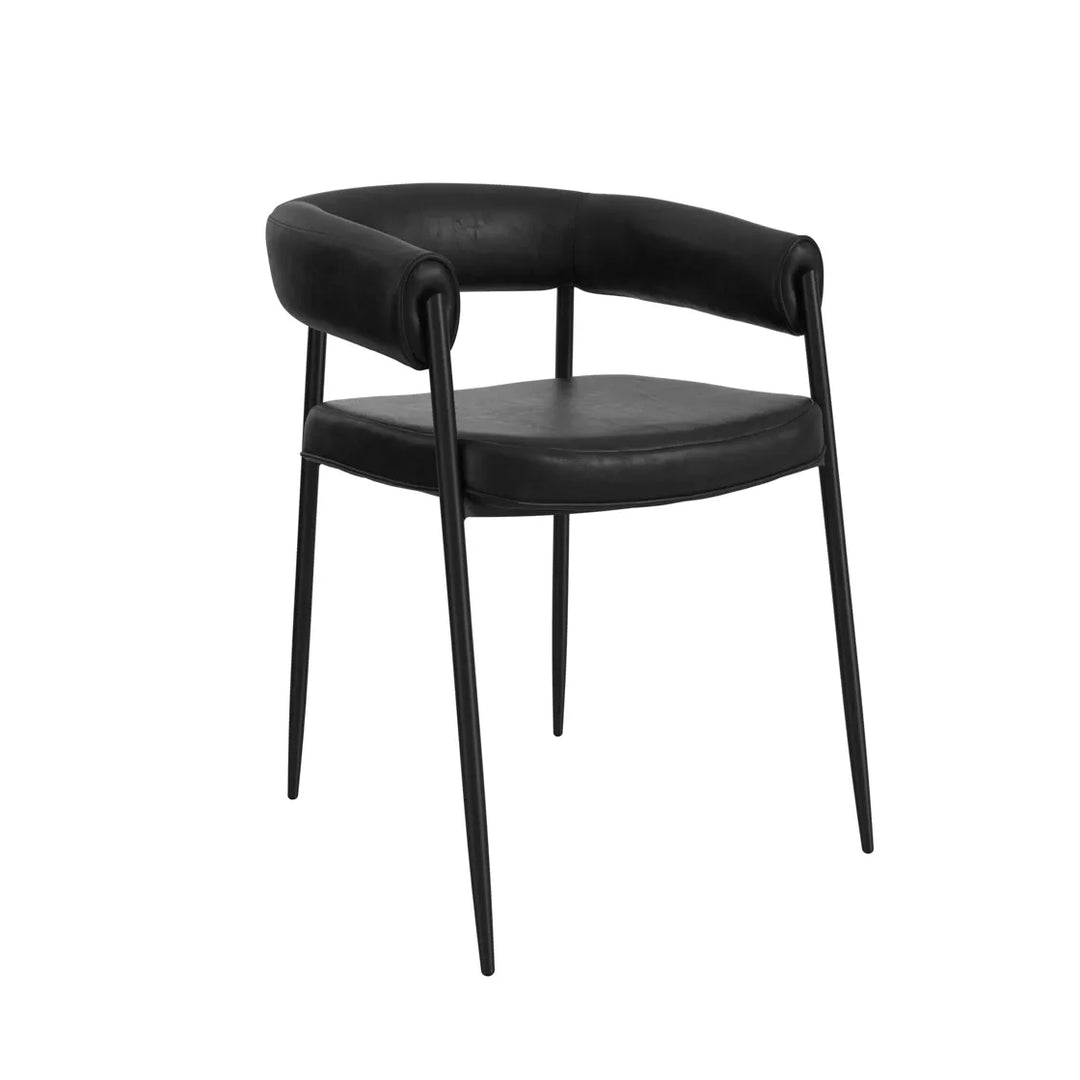 Rowan Faux Leather Set of 2 Dining Chairs - Black