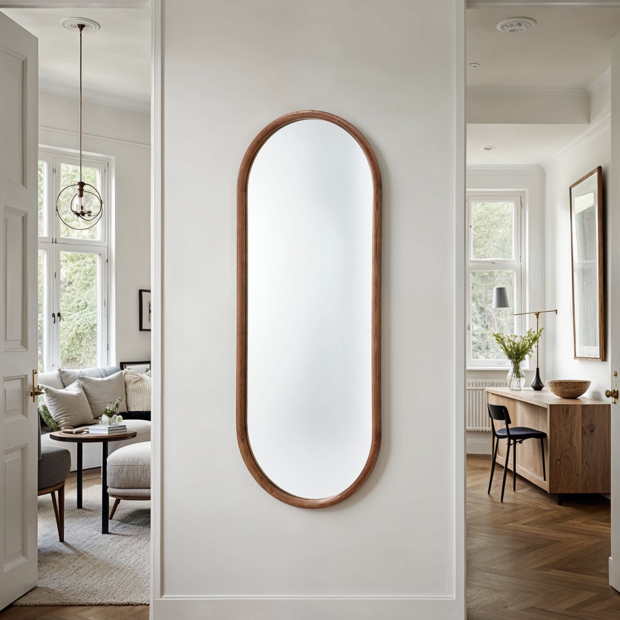 Quebec Full Length Oval Mirror 150x60cm - Walnut | Olivia's