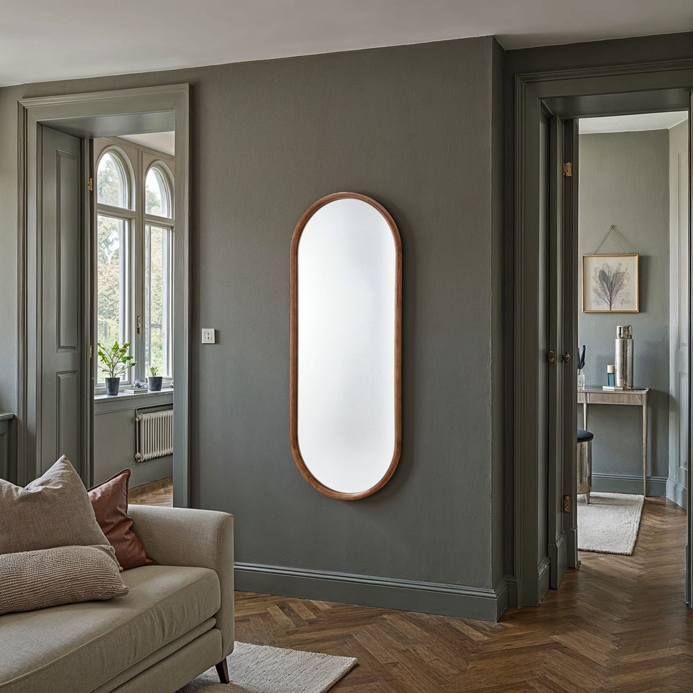 Quebec Full Length Oval Mirror - Walnut Yearn Mirrors 4