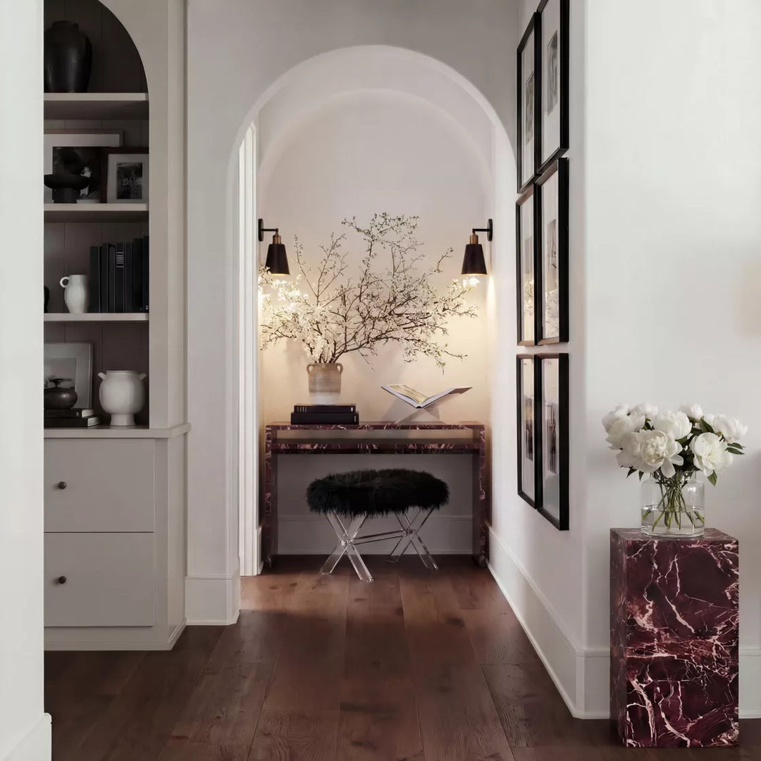 Ikos Marble Effect Desk - Rosso Levanto