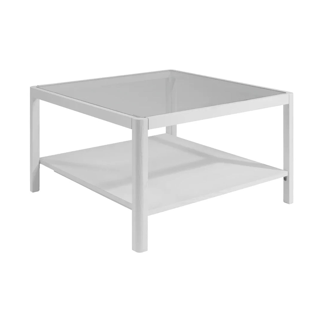 Raffi Glass Top Coffee Table - White