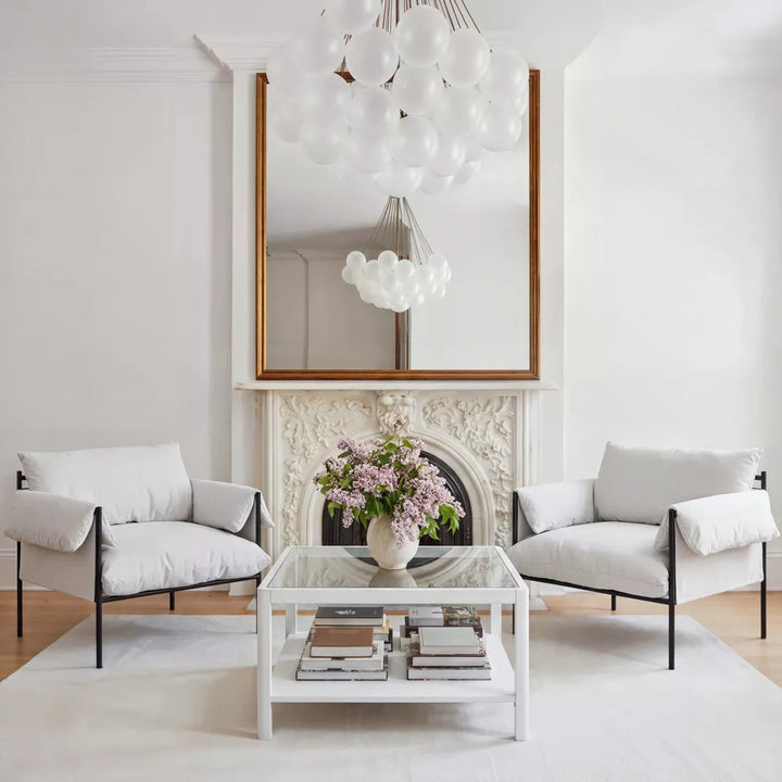 Raffi Glass Top Coffee Table - White