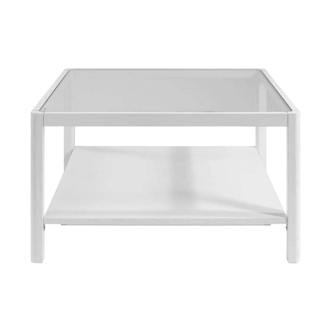 Raffi Glass Top Coffee Table - White