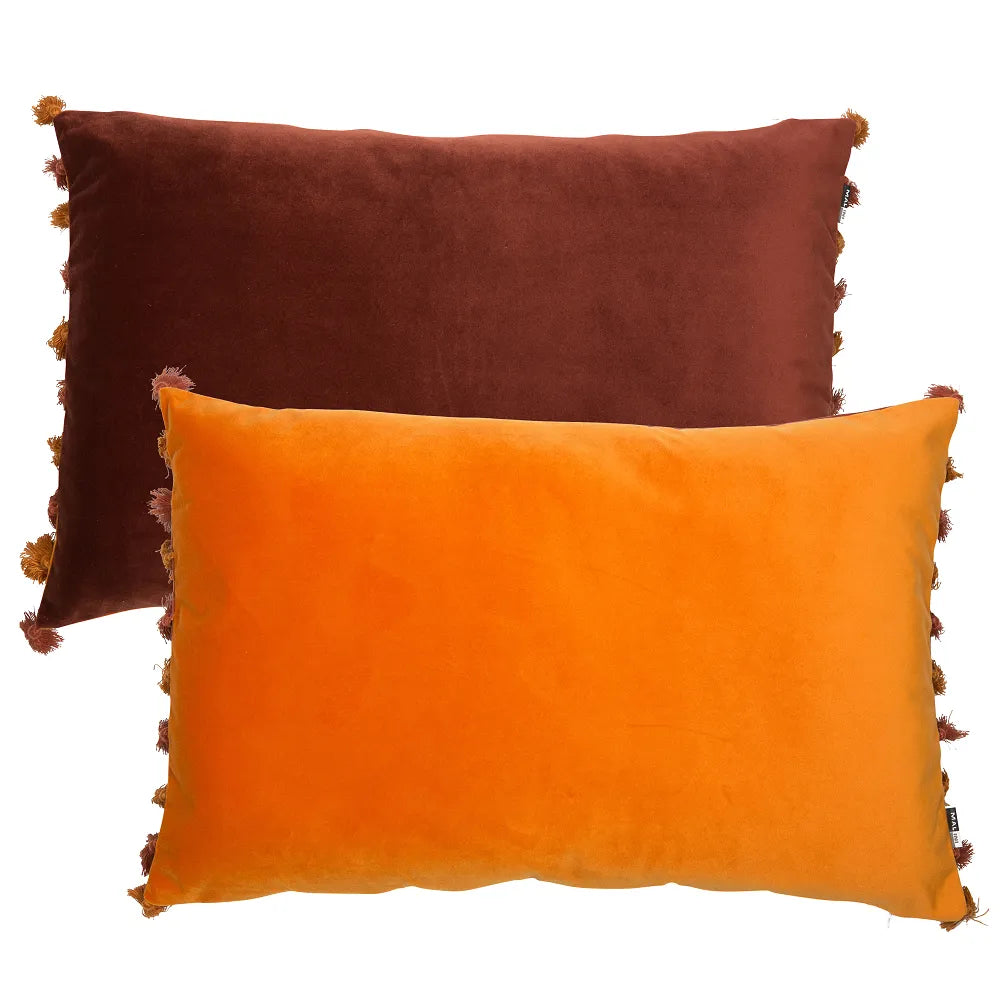 Malini Nappa Cushion in Wine & Rust