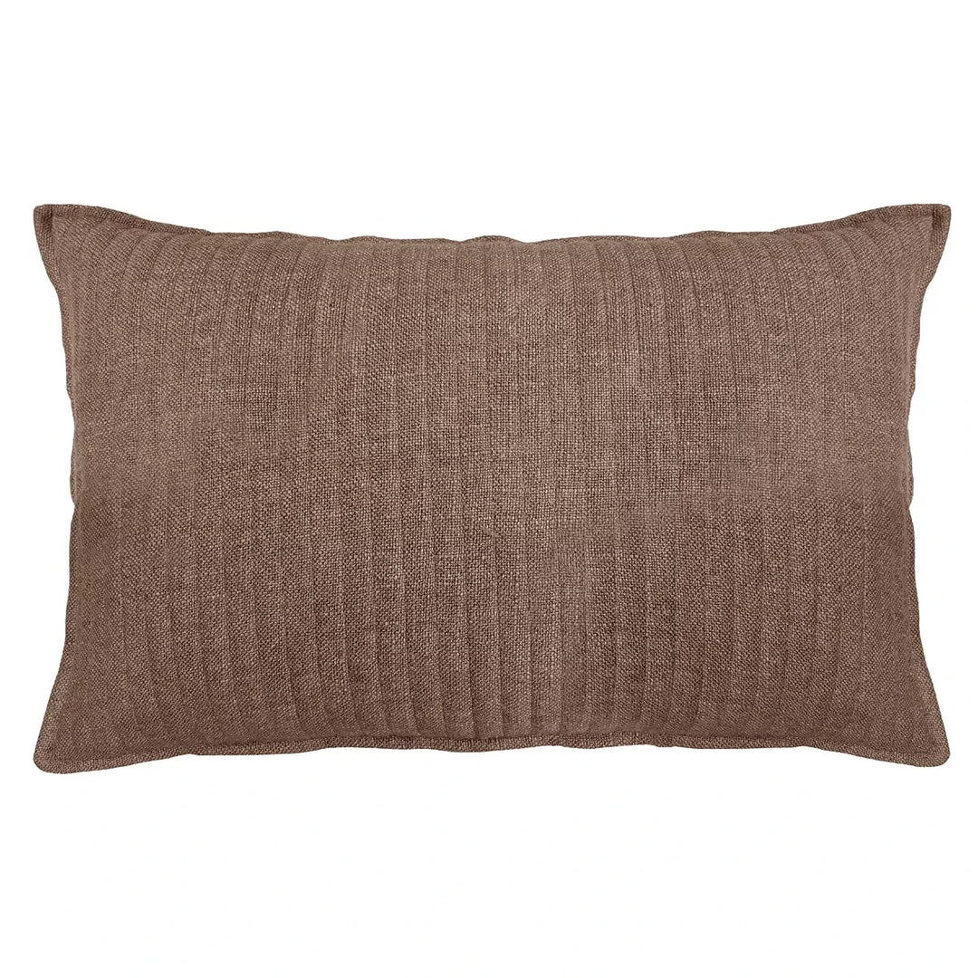 Looma Quilted Soft Stripe Rectangular Cushion 40x60cm - Chocolate