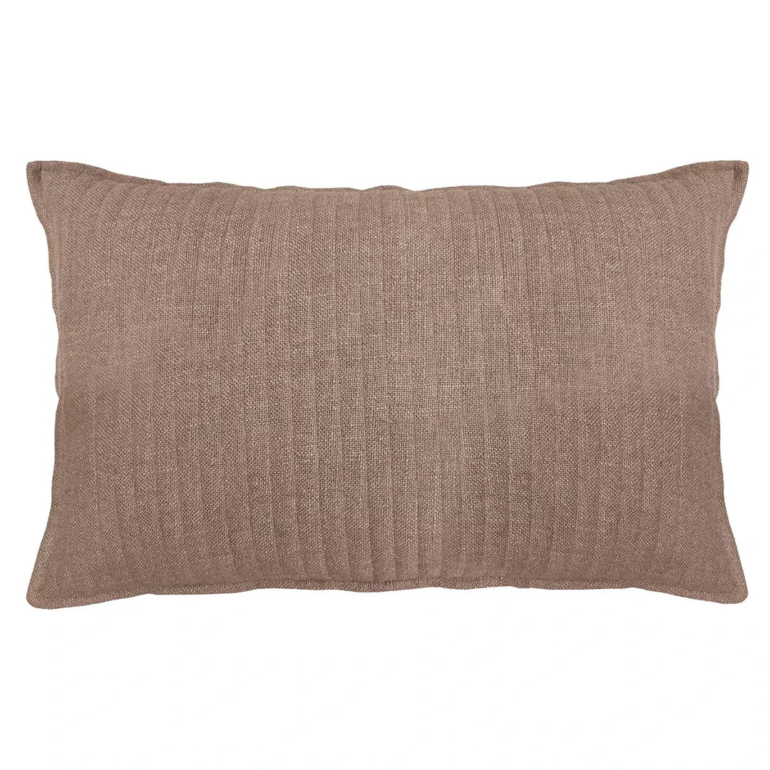 Looma Quilted Soft Stripe Rectangular Cushion 40x60cm - Nutmeg