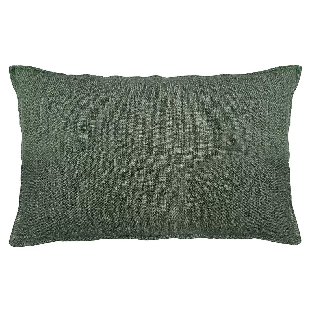 Looma Quilted Soft Stripe Rectangular Cushion 40x60cm - Olive