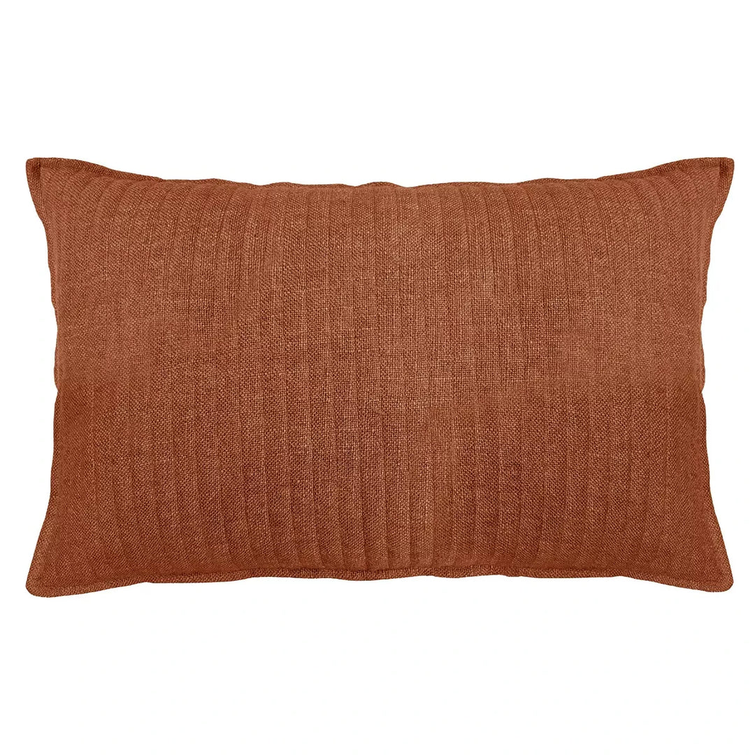 Looma Quilted Soft Stripe Rectangular Cushion 40x60cm - Terra