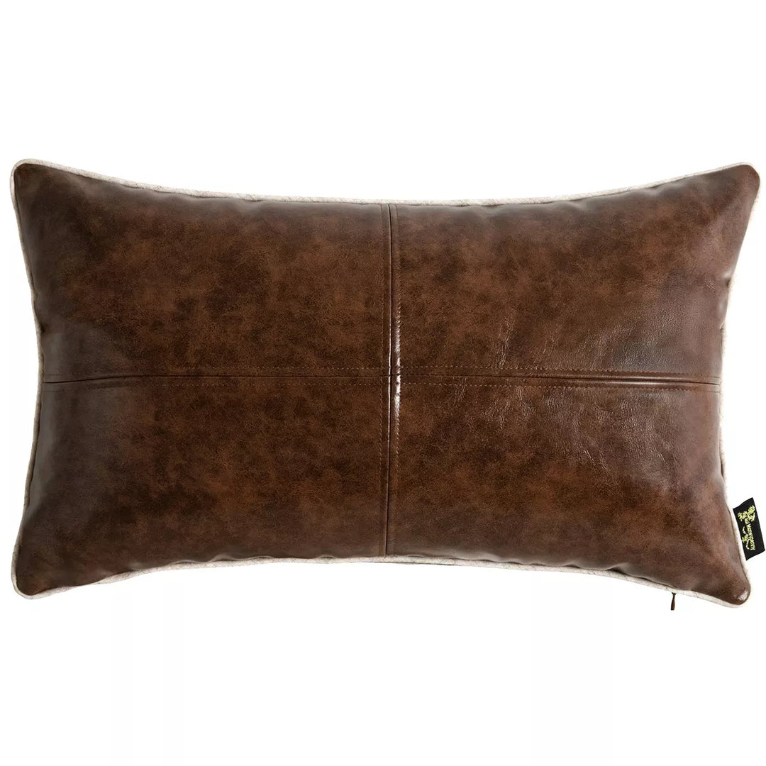 Saddle Up Faux Leather Cushion 30x50cm - Brown