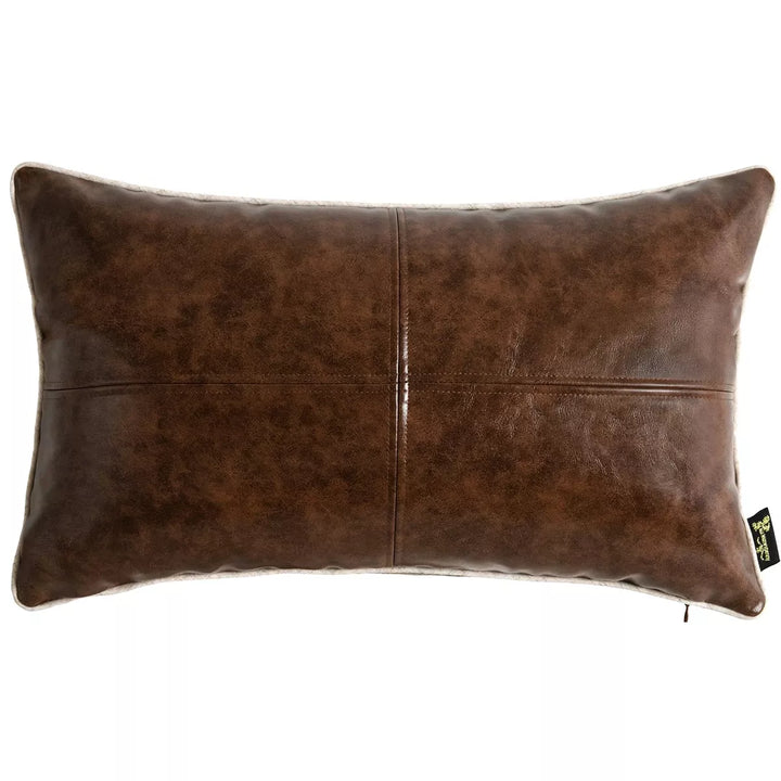 Saddle Up Faux Leather Cushion 30x50cm - Brown