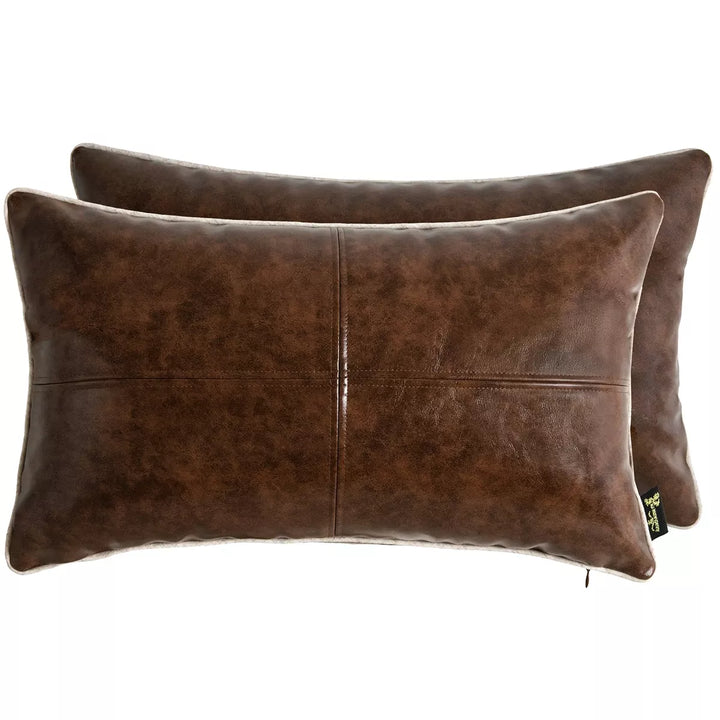 Saddle Up Faux Leather Cushion 30x50cm - Brown