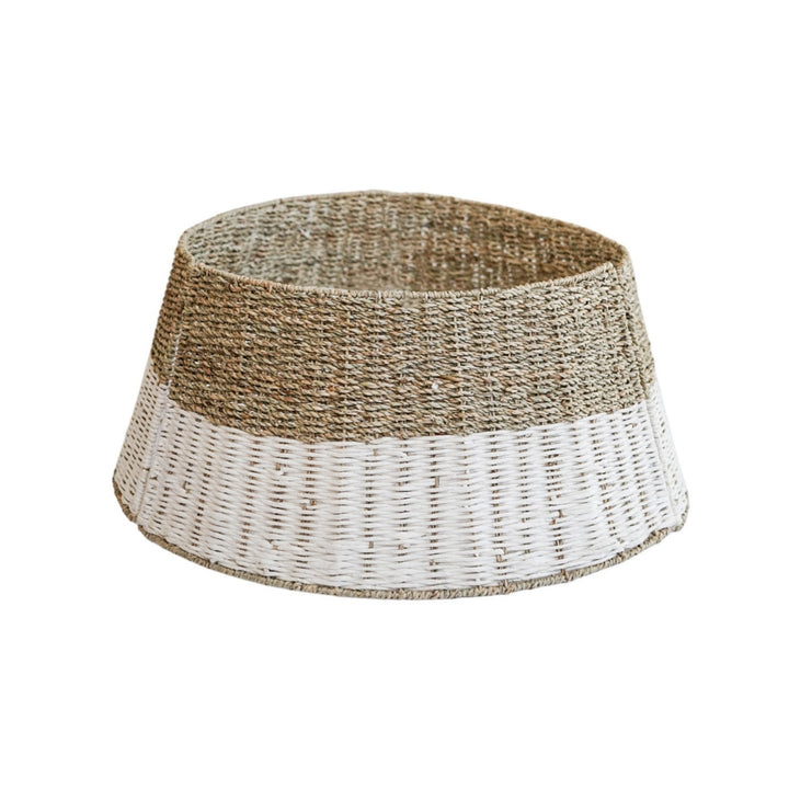 Foldable Round Wicker Stripe Tree Skirt Ivyline 2