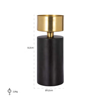 Richmond Interiors Tess Candle Holder in Black & Gold - Small