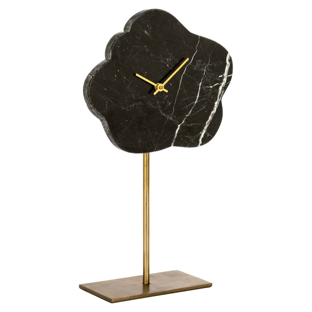 Richmond Interiors Bram Marble Clock in Black & Gold