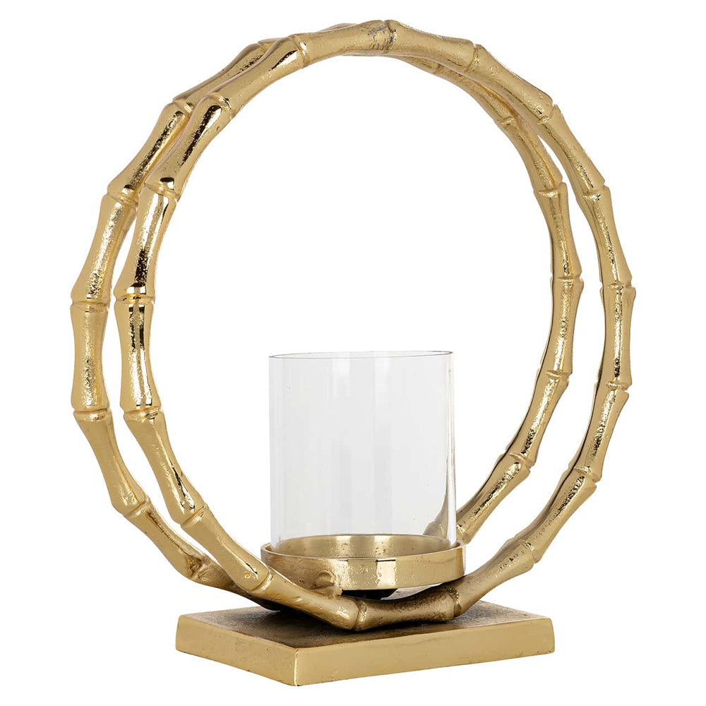 Richmond Interiors Merlyn Large Glass Hurricane in Gold