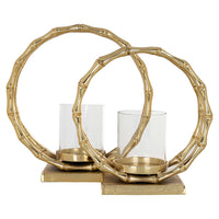 Richmond Interiors Merlyn Large Glass Hurricane in Gold