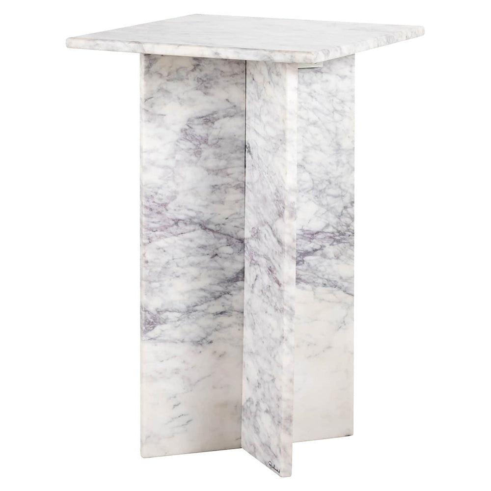 Richmond Interiors Holmes Square Marble End Table in White