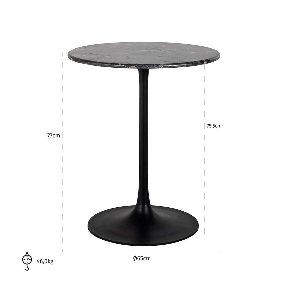 Richmond Interiors Carlten Bistro Marble Table in Black - 65cm