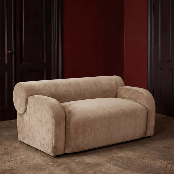 Caspar Velvet Chenille Sofa - Sandy