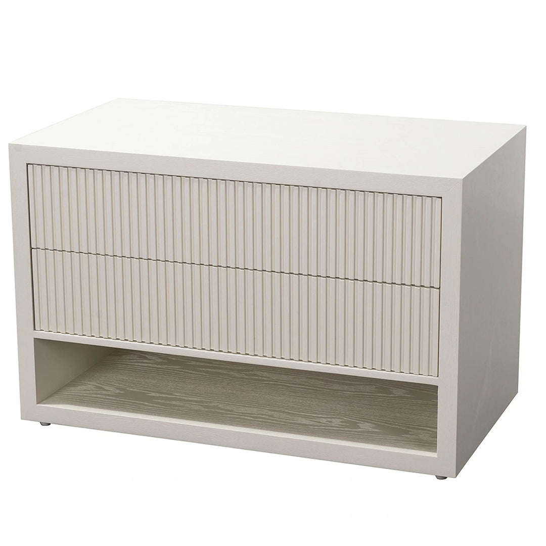Marans Wide Bedside Table - White