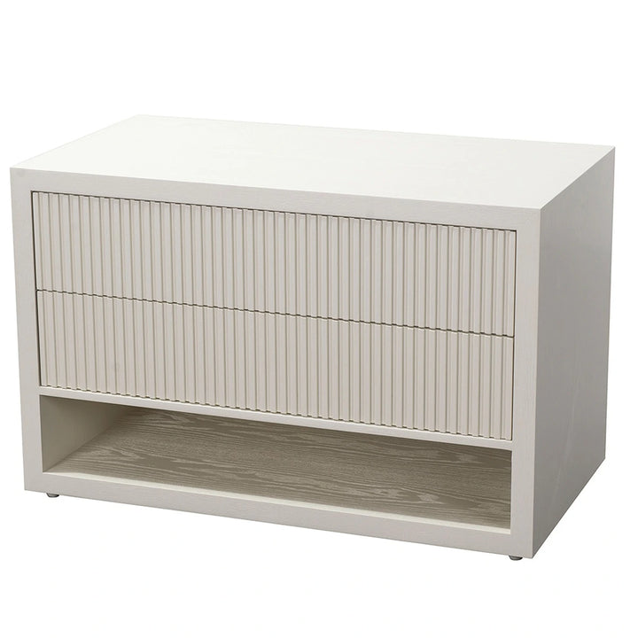 Marans Wide Bedside Table - White