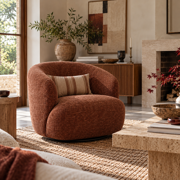 Lisette Velvet Jacquard Armchair - Rosewood