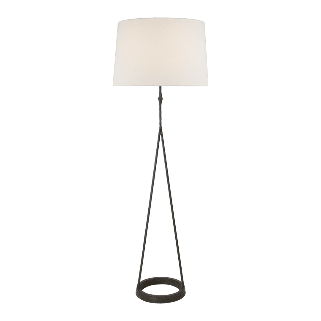 Dauphine Floor Lamp - Aged Iron with Linen Shade Visual Comfort 1