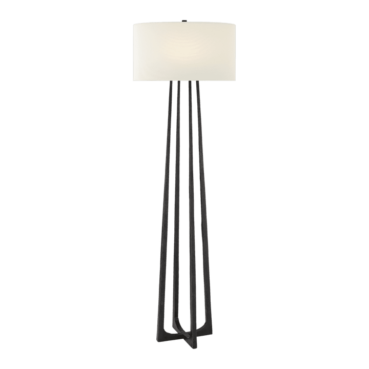Scala Large Hand-Forged Floor Lamp - Aged Iron with Linen Shade Visual Comfort 1